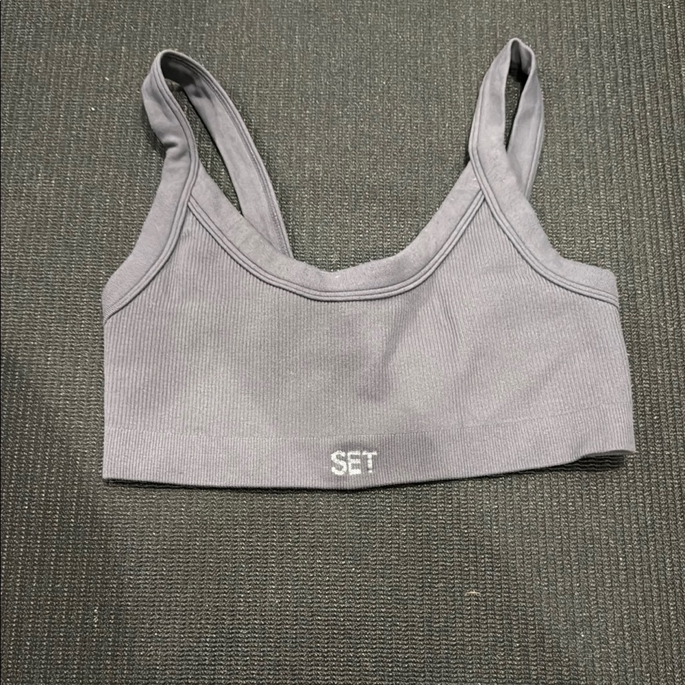 SET Active Gray Sports Bra Minimalist Design